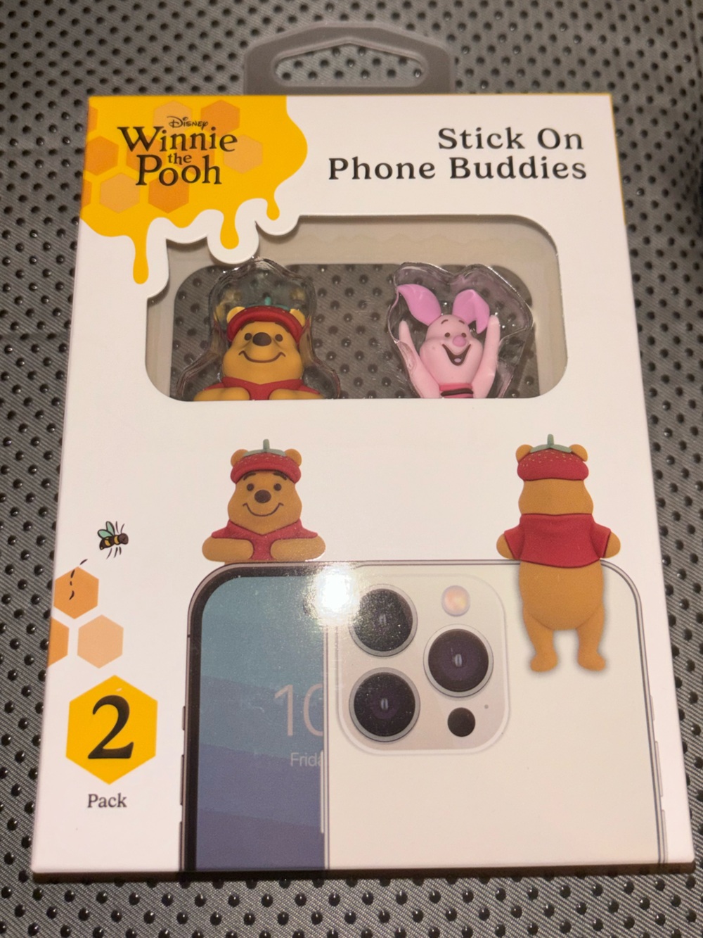 Disney Winnie the Pooh Stick-On Phone Buddies - Yellow & Pink